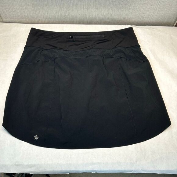 Athleta Run With It Skort 16" Sz Large Black Skirt Pocket Quick Dry Athleisure - Picture 4 of 9